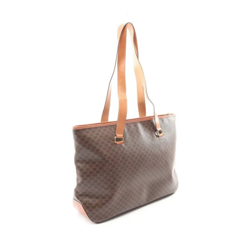 Celine Brown Leather Tote Bag Canvas Macadam Brown